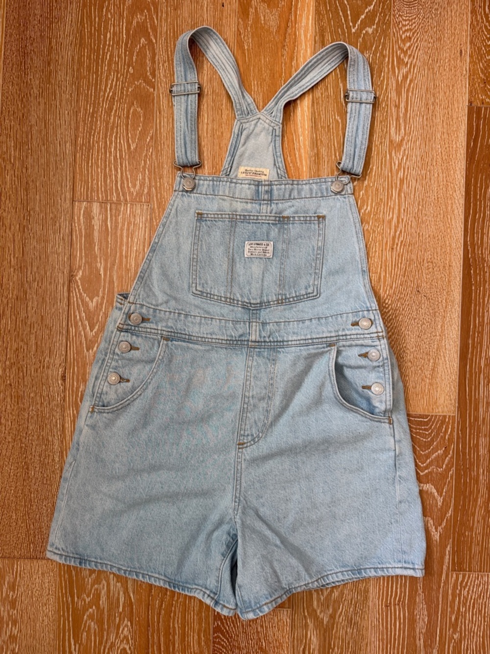 Levi's Light Blue Denim Shorts Overalls